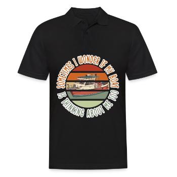 Old Retro sometimes I wonder if my boat - boot - Men's Polo Shirt - black - Front - Kai (181cm)