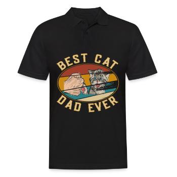 Retro Vintage Best Cat Dad Ever - Katze Katzenpapa - Polo Homme - noir - Devant - Kai (181cm)