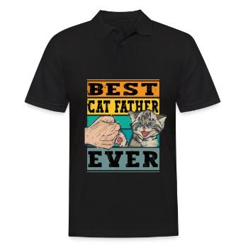 Rétro meilleur père chat de tous les temps - Katze Katzenpapa - Polo Homme - noir - Devant - Kai (181cm)
