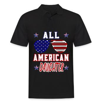 All American Daughter - 4th of July - Männer Poloshirt - Schwarz - Vorne - Kai (181cm)