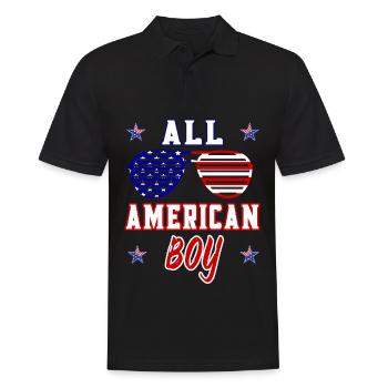 All American Boy USA Nationalfeiertag 4th of July - Männer Poloshirt - Schwarz - Vorne - Kai (181cm)