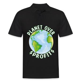 La planète avant le profit - Conservation de la nature Changement climatique - Polo Homme - noir - Devant - Kai (181cm)
