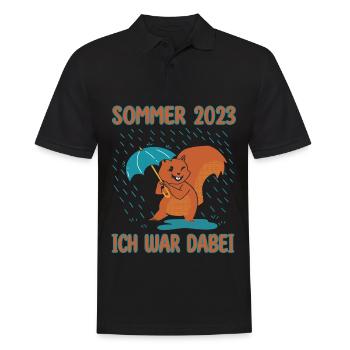 Sommer 2023 Ich war dabei - Eichhörnchen Regen - Männer Poloshirt - Schwarz - Vorne - Kai (181cm)