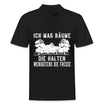 Ich mag Bäume die halten wenigstens die Fresse - Männer Poloshirt - Schwarz - Vorne - Kai (181cm)