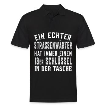 Ein echter Straßenwärter - Bauhof - Strassenwärter - Männer Poloshirt - Schwarz - Vorne - Kai (181cm)