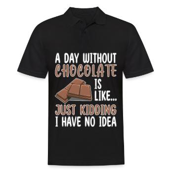 Une journée sans chocolat, c’est comme... Chocolat - Polo Homme - noir - Devant - Kai (181cm)