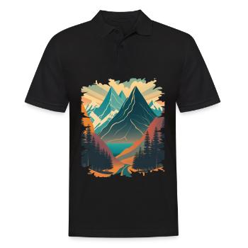 Berglandschaft Berge Nadelbäume Landschaft Natur - Männer Poloshirt - Schwarz - Vorne - Kai (181cm)