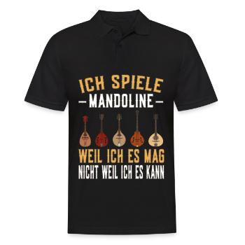 Mandoline - Ich spiele Mandoline weil ich es kann - Männer Poloshirt - Schwarz - Vorne - Kai (181cm)