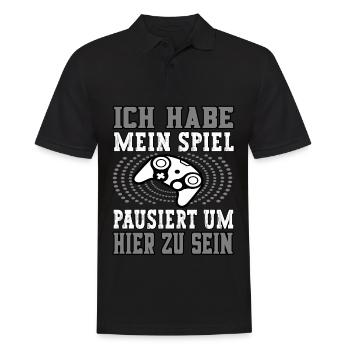 Ich habe mein Spiel pausiert Gamer Online Spieler - Männer Poloshirt - Schwarz - Vorne - Kai (181cm)