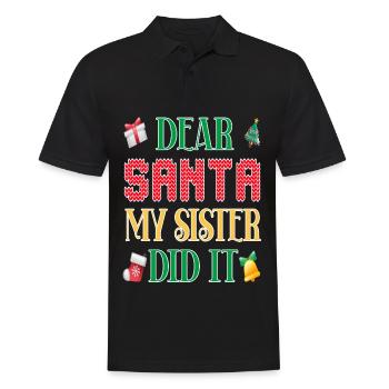 Cher Père Noël ma soeur l’a fait - Noël - Polo Homme - noir - Devant - Kai (181cm)
