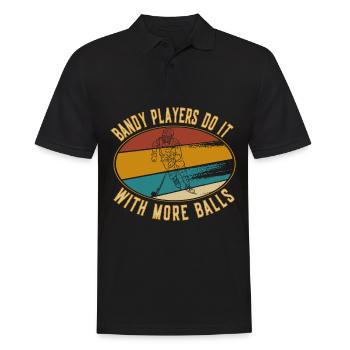 Retro Bandy Players do it with more balls - Men's Polo Shirt - black - Front - Kai (181cm)