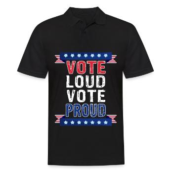 Votez fort, votez fièrement - Élections américaines 2024 Élections aux États-Unis - Polo Homme - noir - Devant - Kai (181cm)