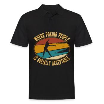 Retro Fencing poking people - Fechten Fechter - Männer Poloshirt - Schwarz - Vorne - Kai (181cm)