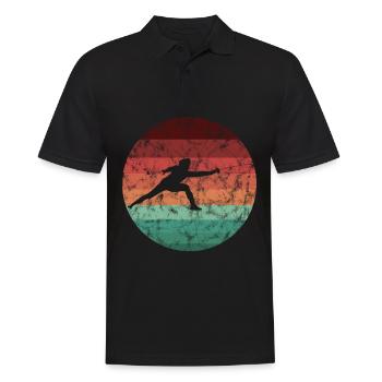 Retro Fechter Fechten Fechtsport - Männer Poloshirt - Schwarz - Vorne - Kai (181cm)