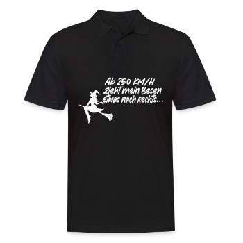 Ab 250 KM/H zieht mein Besen nach rechts - Hexe - Männer Poloshirt - Schwarz - Vorne - Kai (181cm)