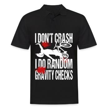 I don't crash I do random gravity checks - MTB - Men's Polo Shirt - black - Front - Kai (181cm)