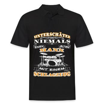 Never Underestimate an Old Man - Drums - Men's Polo Shirt - black - Front - Kai (181cm)