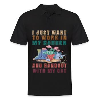 I just want to work in my garden - Katzen Katze - Männer Poloshirt - Schwarz - Vorne - Kai (181cm)