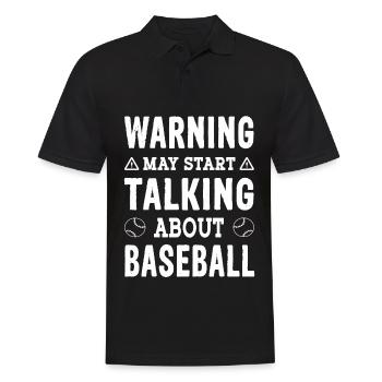 Warning may start talking about Baseball - Männer Poloshirt - Schwarz - Vorne - Kai (181cm)