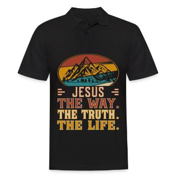 Retro Jesus the way. the truth. the life. - Men's Polo Shirt - black - Front - Kai (181cm)