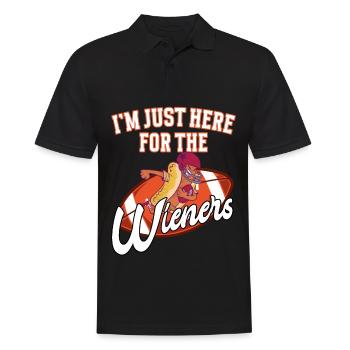 Football - Im just here for the Wiener - Männer Poloshirt - Schwarz - Vorne - Kai (181cm)