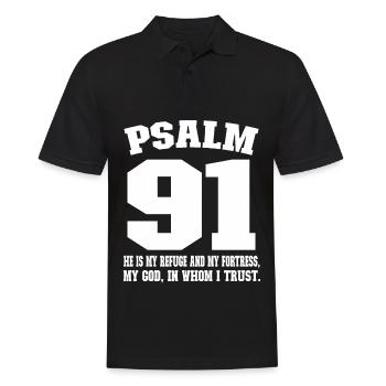 Psalm 91 - in God we trust - Männer Poloshirt - Schwarz - Vorne - Kai (181cm)