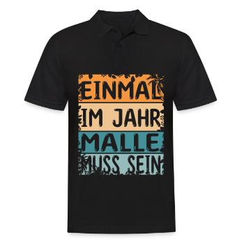 Einmal im Jahr Malle muss sein - Mallorca Urlaub - Männer Poloshirt - Schwarz - Vorne - Kai (181cm)