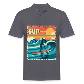 SUP 70s Retro Stand Up Paddling - Paddle Board - Männer Poloshirt - Anthrazit - Vorne - Nico (186cm)