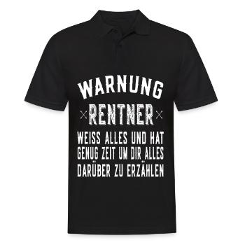 Attention : le retraité sait tout - pension, retraite - Polo Homme - noir - Devant - Kai (181cm)