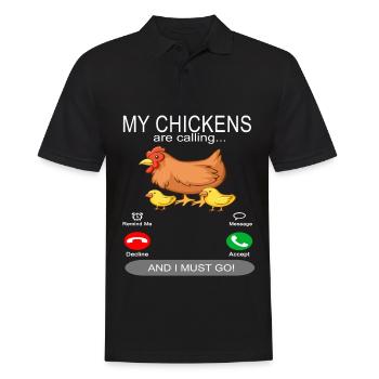 Hühner Huhn Hühnerstall - My chickens are calling - Männer Poloshirt - Schwarz - Vorne - Kai (181cm)