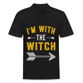 I'm with the witch - Hexe Halloween - Männer Poloshirt - Schwarz - Vorne - Kai (181cm)