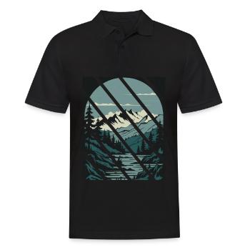 Retro Mountains - Montagnes, Randonnée, Vélo, Trekking - Polo Homme - noir - Devant - Kai (181cm)