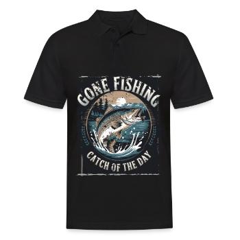 Gone Fishing catch of the day - Angeln Fischen - Männer Poloshirt - Schwarz - Vorne - Kai (181cm)