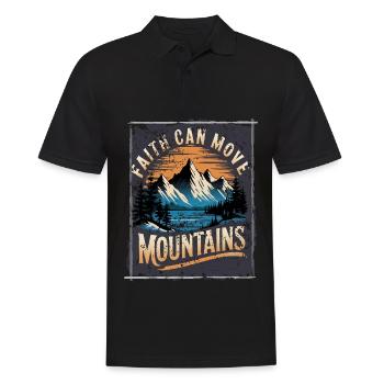 Retro Faith can move mountains - Glaube Jesus - Männer Poloshirt - Schwarz - Vorne - Kai (181cm)
