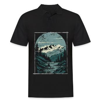 Retro Mountains - Vélo de randonnée en montagne - Polo Homme - noir - Devant - Kai (181cm)