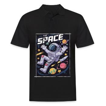 Vintage The Space Astronaut Space Planets - Men's Polo Shirt - black - Front - Kai (181cm)