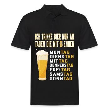 Ich trinke Bier nur an Tagen die mit G enden Bier - Männer Poloshirt - Schwarz - Vorne - Kai (181cm)