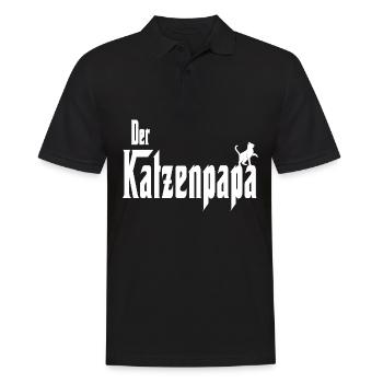 Katzen Papa - Katzen Vater - Der Katzenpapa - Männer Poloshirt - Schwarz - Vorne - Kai (181cm)