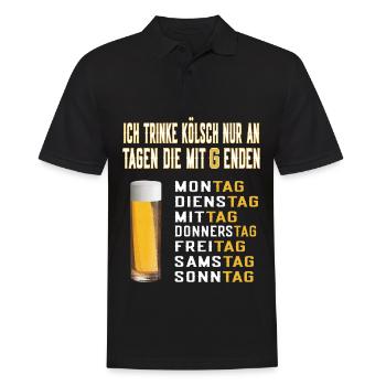 Trinke Kölsch nur an Tagen die mit G enden Bier - Männer Poloshirt - Schwarz - Vorne - Kai (181cm)