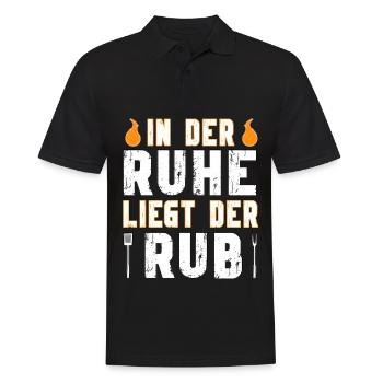 Grill Griller - In der Ruhe liegt der Rub - Männer Poloshirt - Schwarz - Vorne - Kai (181cm)