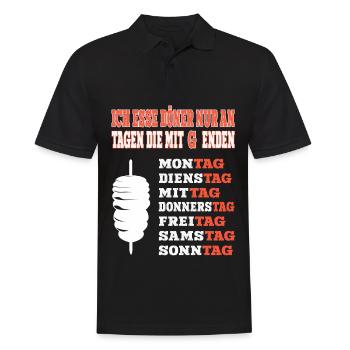 Ich esse Döner nur an Tagen die mit G enden Döner - Männer Poloshirt - Schwarz - Vorne - Kai (181cm)
