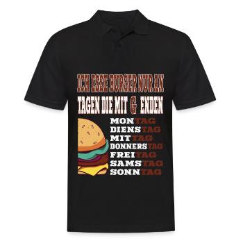 Ich esse Burger nur an Tagen die mit G enden - Männer Poloshirt - Schwarz - Vorne - Kai (181cm)
