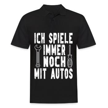 Ich spiele immer noch mit Autos - KFZ Mechaniker - Männer Poloshirt - Schwarz - Vorne - Kai (181cm)