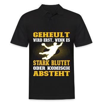 Geheult wird erst wenn es blutet - Handball - Männer Poloshirt - Schwarz - Vorne - Kai (181cm)