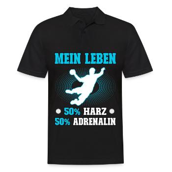 Mein Leben 50 Harz 50 Adrenalin Männer Handball - Männer Poloshirt - Schwarz - Vorne - Kai (181cm)