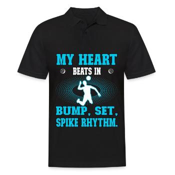 Heart beats in Bump, Set, Spike Rhythm Volleyball - Männer Poloshirt - Schwarz - Vorne - Kai (181cm)