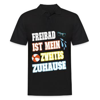 Freibad ist mein zweites zu Hause Sommerferien - Männer Poloshirt - Schwarz - Vorne - Kai (181cm)