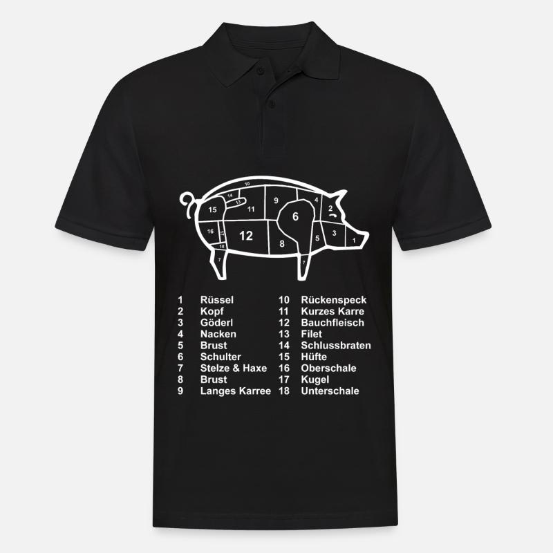 Schwein Fleisch Metzger Fleischer - Männer Poloshirt - Schwarz