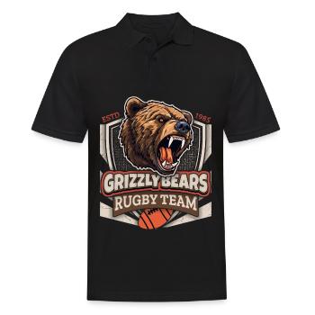 Rugby, Équipe des Grizzly-Bears, Logo Grizzlybären - Polo Homme - noir - Devant - Kai (181cm)