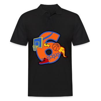 Basketball 6. Geburtstagsparty Nummer 6 - 6 Jahre - Männer Poloshirt - Schwarz - Vorne - Kai (181cm)